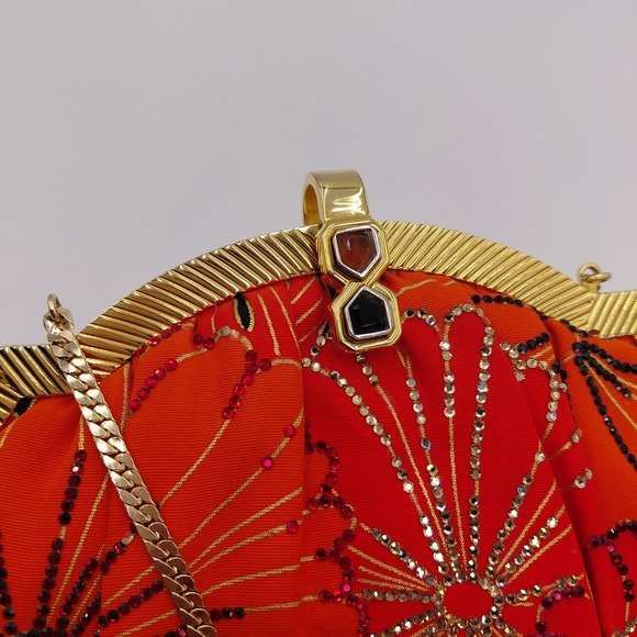 Vtg Judith Leiber Minaudière Bag Purse 70s 80s Gold Comb & Mirror Italy crystals - Picture 5 of 11